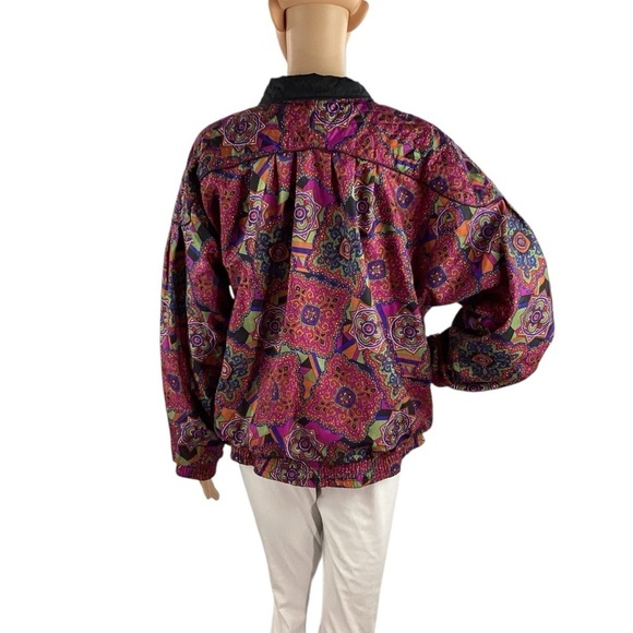 Vintage Lavon Windbreaker Jacket Abstract Print 80s 90s Style Medium - Picture 5 of 6